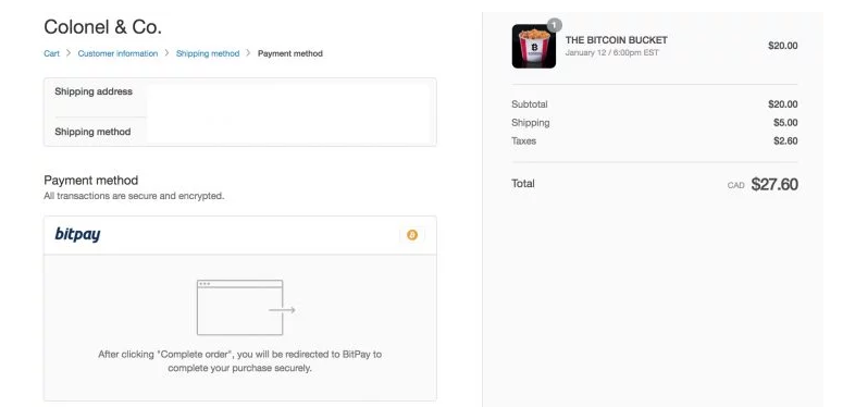 El Bitcoin Bucket de kfc