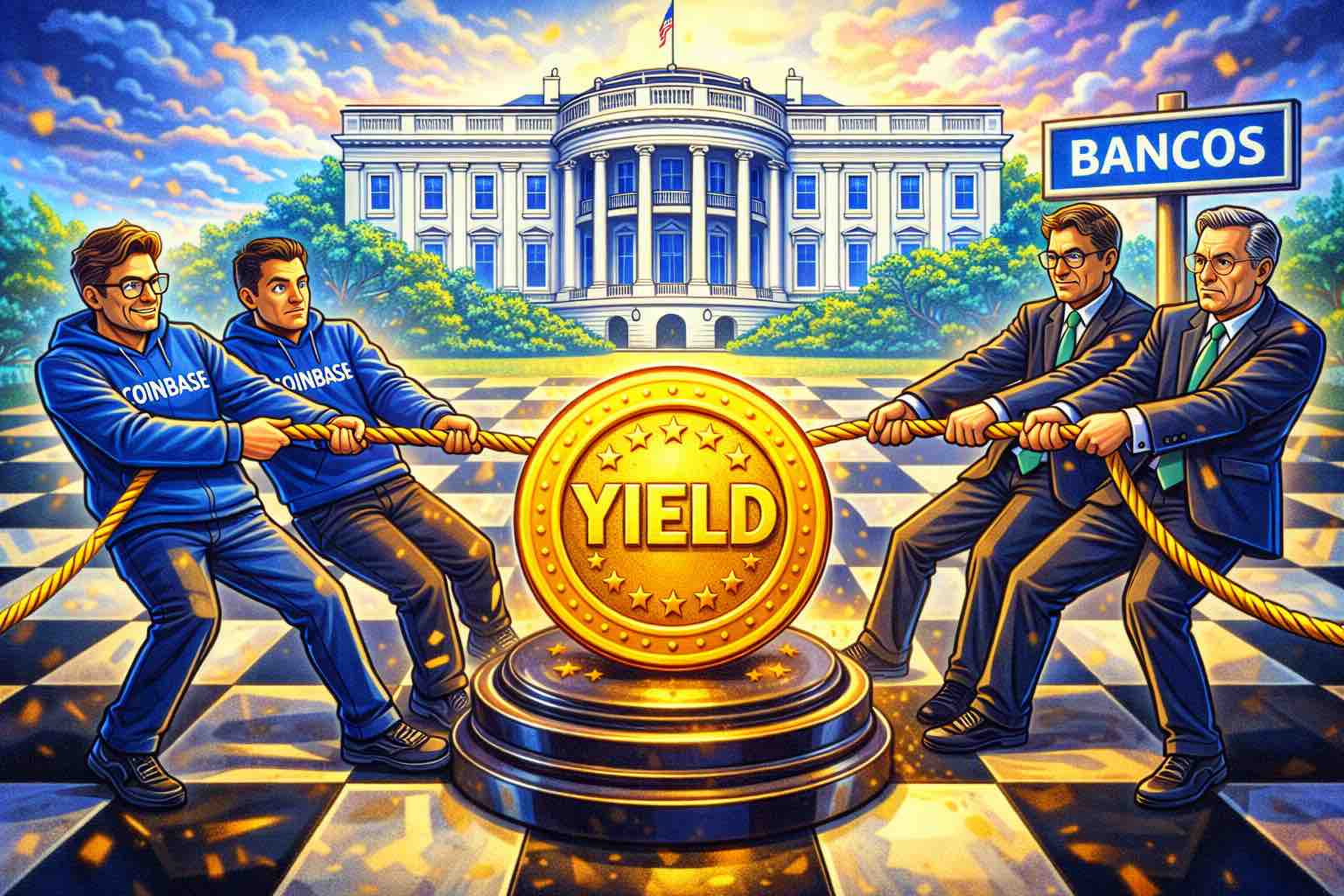 Coinbase y la Casa Blanca chocan por la ley cripto en EE. UU.: tensión por el “yield” y presión desde bancos