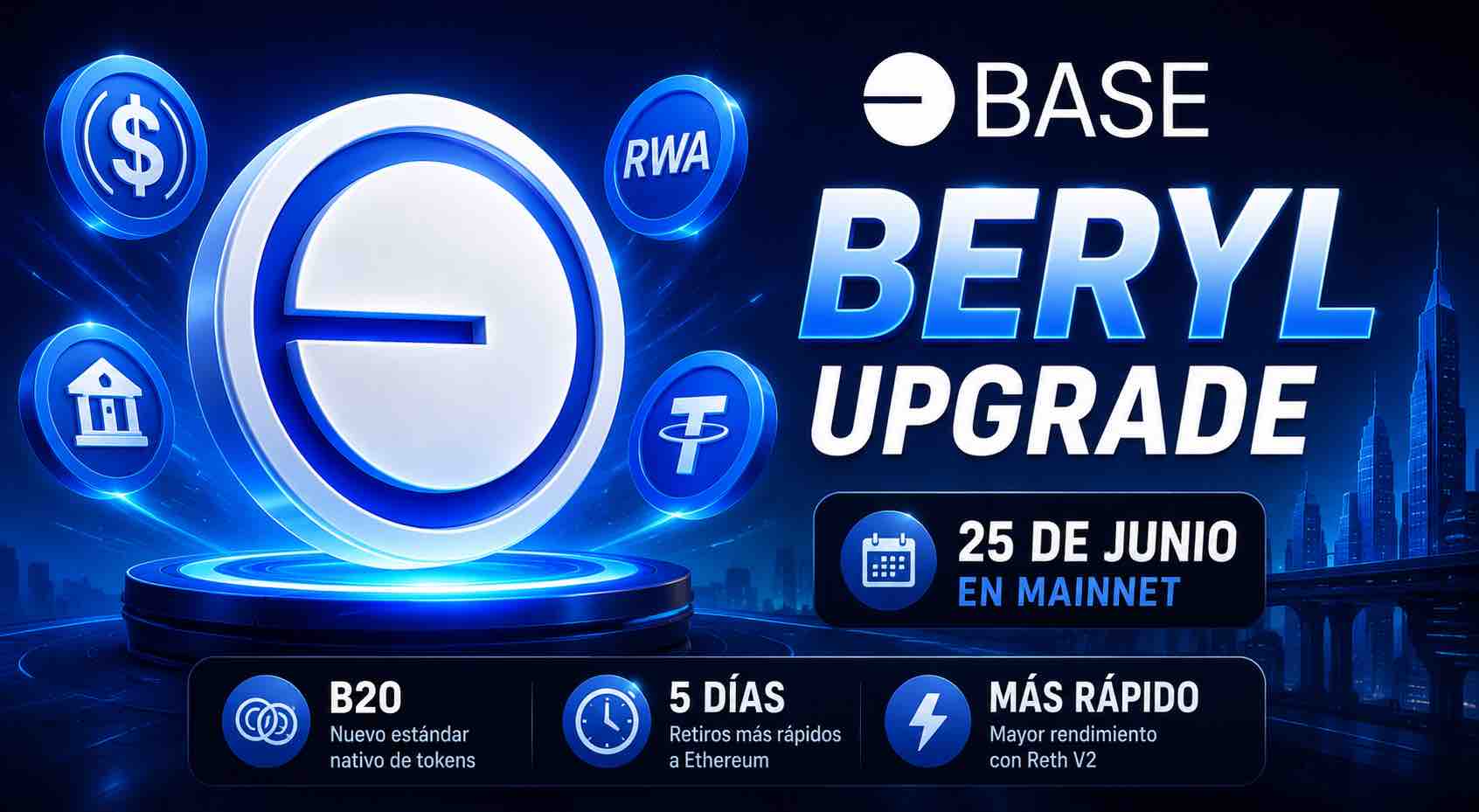 Base prepara Beryl, una actualización que llevará los tokens nativos al siguiente nivel