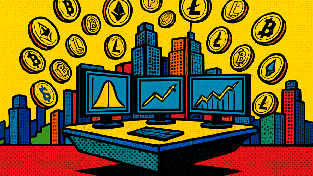 Representación de los mercados de predicción de Hyperliquid con pantallas de probabilidades y monedas cripto