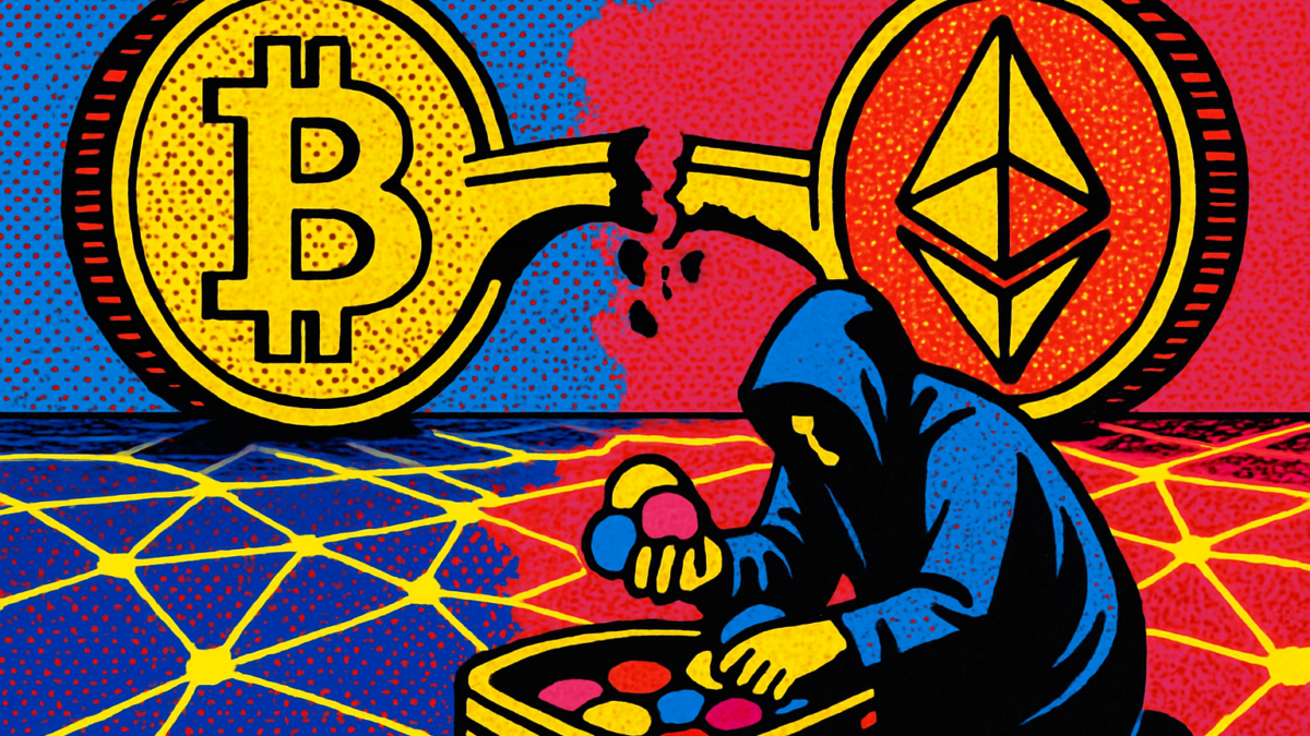 Representación del ataque a Allbridge con un puente cripto roto entre Solana y Ethereum