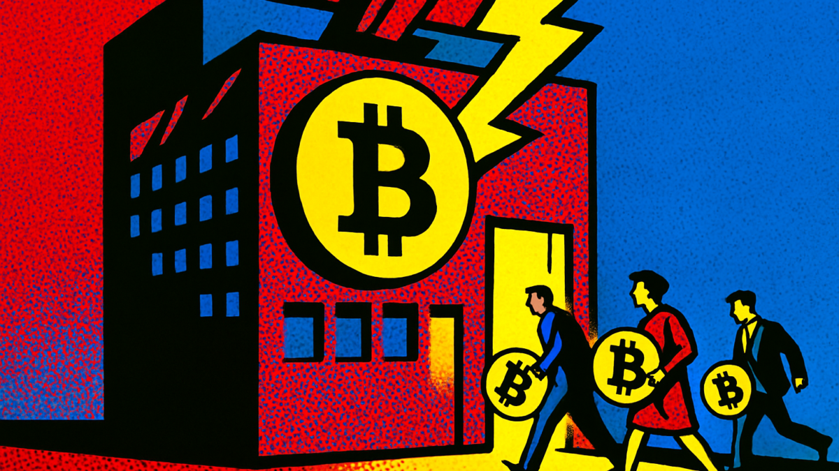 Ilustración del cierre de BitMEX con usuarios retirando fondos de un exchange de criptomonedas