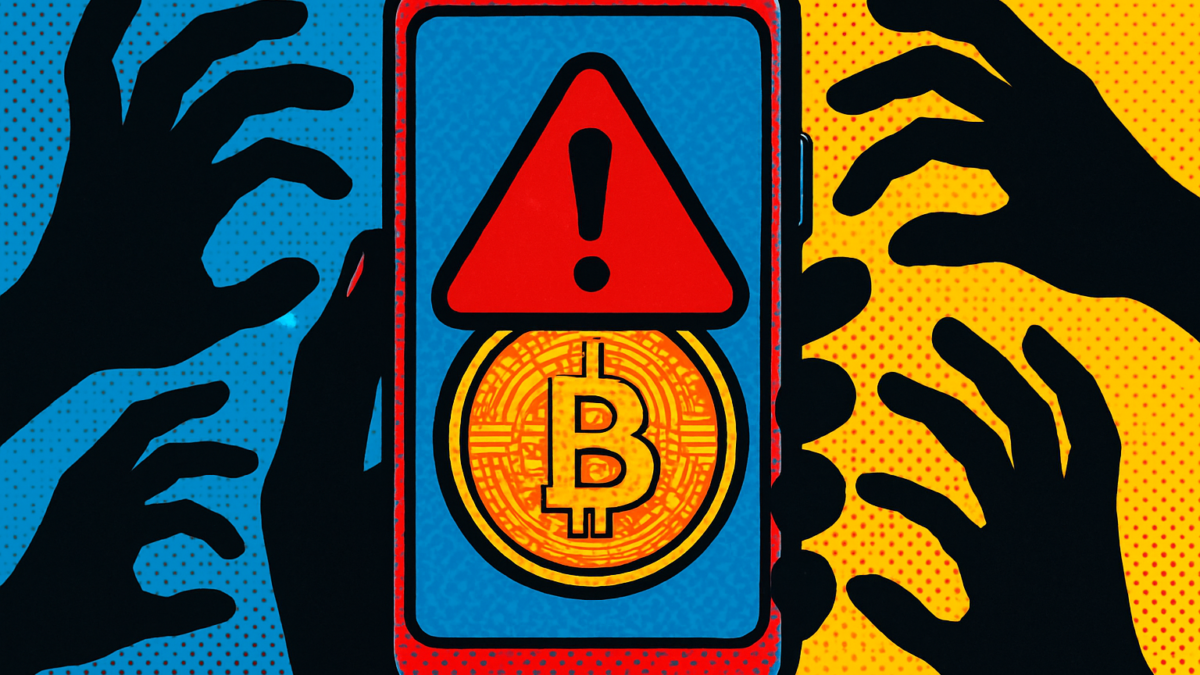 Advertencia sobre el token de Robinhood falso en una pantalla de teléfono