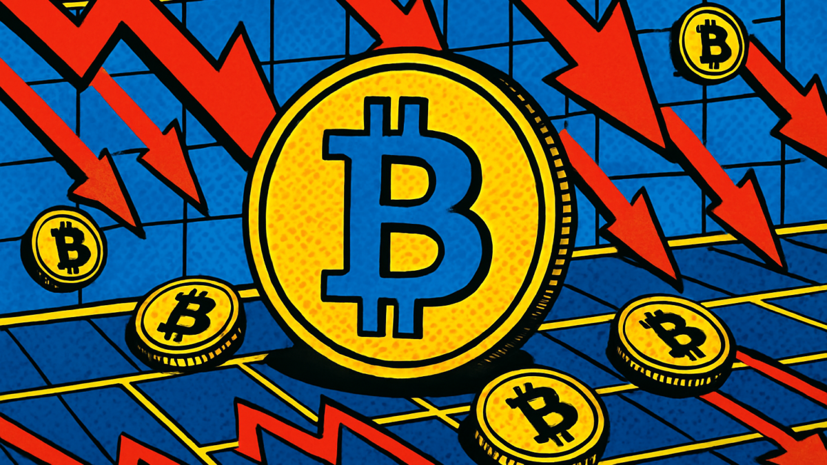 Salidas en los ETF de Bitcoin representadas por monedas y flechas descendentes